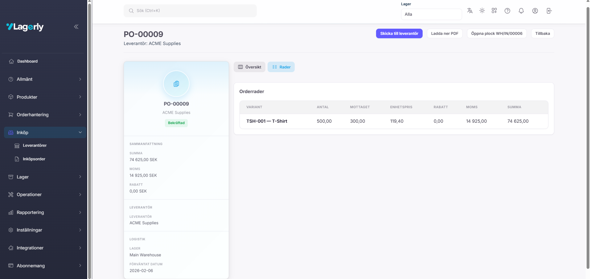 Purchase order detail